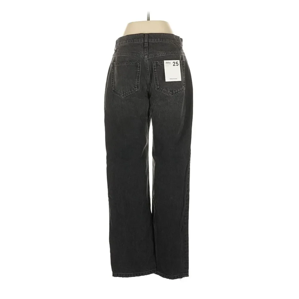 Reformation NWT Abby Low Rise Straight Jeans Black Trinity Wash Women’s 25